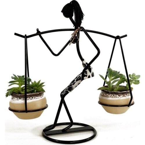 Iron Crafts Leopard Lady Character For Home Decoration Figurines Burden Girl Flower Pots Multifunction Desk Decor Candleholder