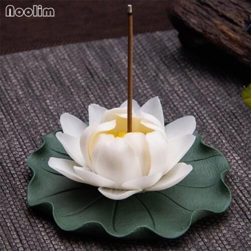 Handmade Lotus Leaf Ceramic Incense Stick Holder Crafts Buddhist Supplies Creative Lying Incense Burner Home Teahouse Decor