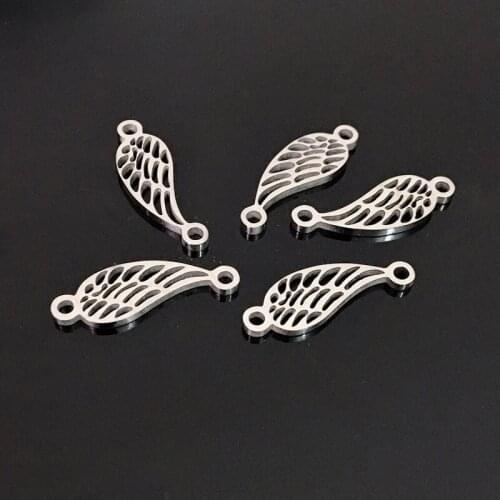 Classic Stainless Steel Angel Wing Connector Bracelet 8X20mm Link Beads for Jewelry Making Handmade DIY Bracelet Necklace