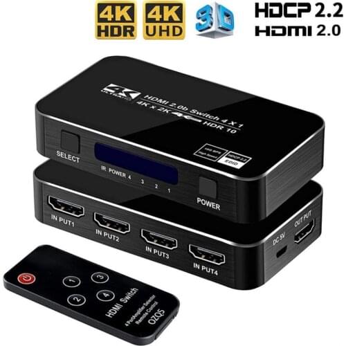 HDMI 2.0 Switch HDR 4K 60Hz HDMI Switcher 4 in 1 out with remote HDMI switch splitter for PS5 PS4 pro Apple TV