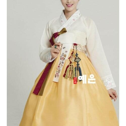 Korean Modern Women High Waist Hanbok Cosplay Court Costume Traditional Dance Performance Skirt Festival Celebration Dress