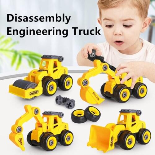 Mini Plastic Disassembly Engineering Truck Toys Education Excavator Bulldozer Mixer Truck Model Puzzle Toy Gift For Children