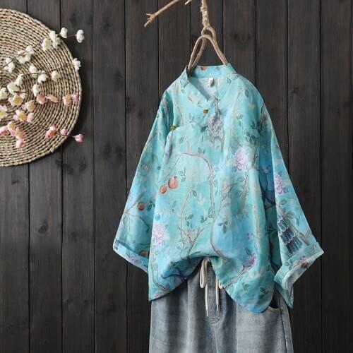 Chinese Style Clothing Women Blouses 2020 Cheongsam Top Chinese Traditional Shirt Blouse Cotton Hanfu Ladies Chinese Tops 10380