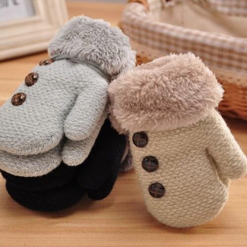 3-7Y Baby Winter Gloves Warm Knitted Mittens Girls Boys Rope Full Finger Gloves Mittens for Children Toddler Thicken Gloves
