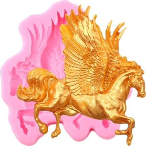 Flying Horse Silicone Molds DIY Party Cake Border Fondant Cake Decorating Tools Soap Resin Clay Candy Chocolate Gumpaste Moulds
