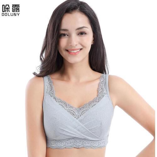 Fake Breast Bra Mastectomy Bra Silicone Breast Underwear Cover Insertable Fake Chest Breathable no Steel Ring Gray Bra C Cup D30