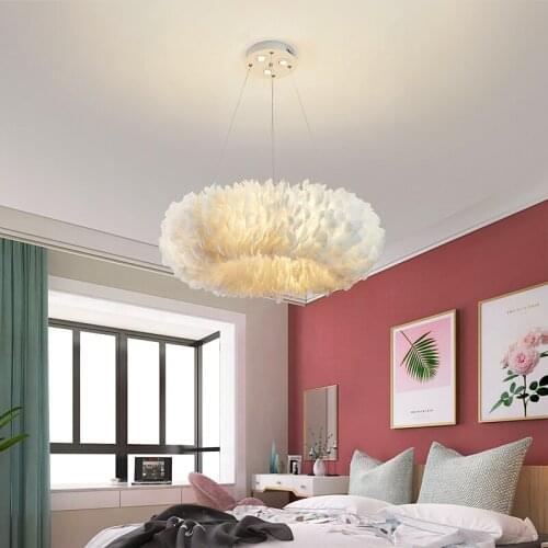 Nordic Living Room Bedroom Pendant Light Net Red Restaurant Pendant Lamp Creative Feather Lighting Childrens Room Hanging Lamp