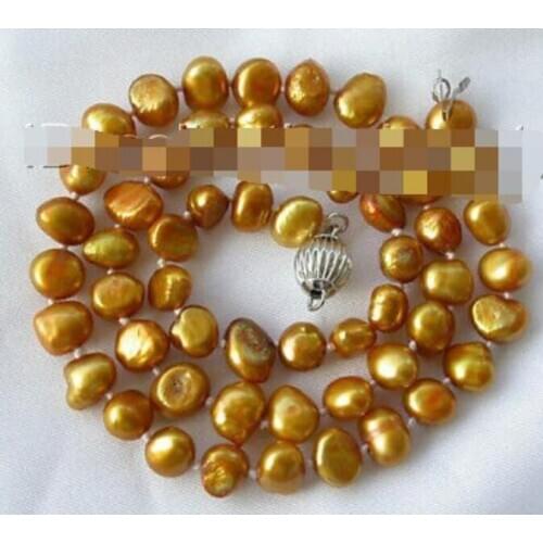 Stunning 8-9mm baroque coffee freshwater cultured pearl necklace m91