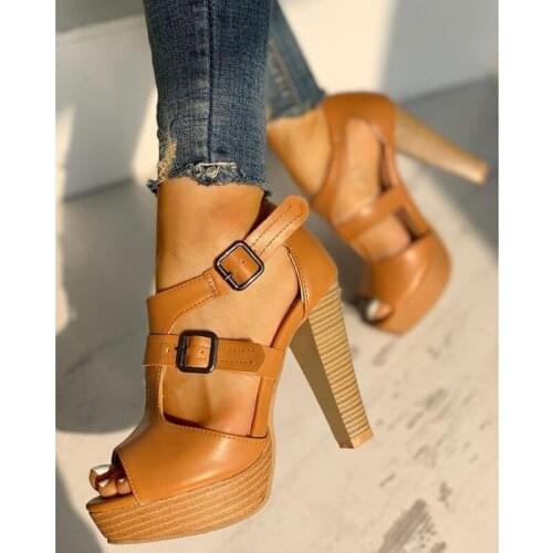 New Summer Women Sandals Womens Fashion Thick High Heels Shoes For Girls Buckle Strap Platform Sandals Girl Streetwear Woman