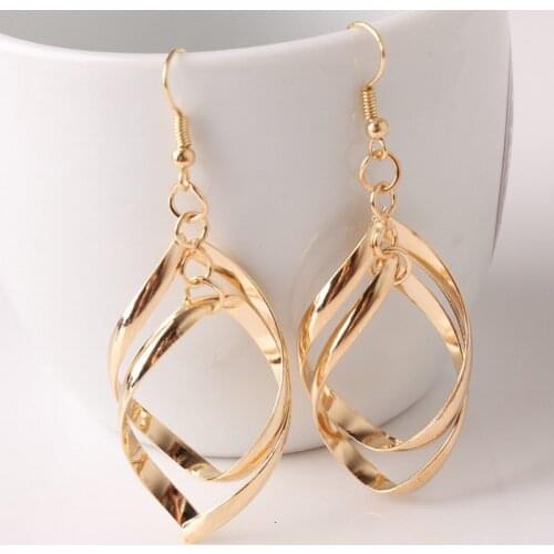 SUMENG 2021 New Hollow Rhombus Drop Earrings For Women Gold/Silver Color Leaf Dangle Earrings Piercing Statement Jewelry Gifts