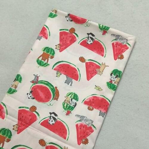 Fresh Light Pink & Yellow Watermelon Animals Printed Cotton Fabric 50x160cm Animal Fabric Patchwork Cloth Dress DIY Sewing Quilt