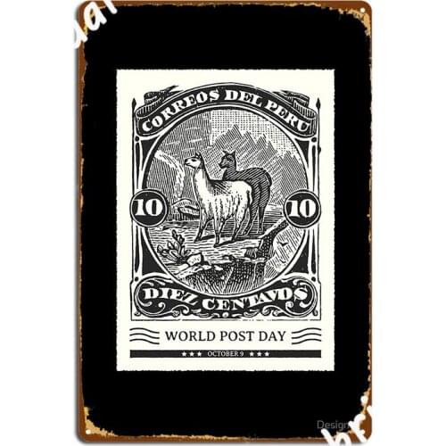 Vintage Postage Stamp Peru Poster Metal Plaque Wall Decor Home Club Home Decoration Tin Sign Poster