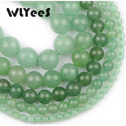 WLYeeS Hight quality Green Aventurine Stone Natural Stone Round Beads 4-12mm Ball Jewelry Bracelet Pendant Making DIY 15" Strand