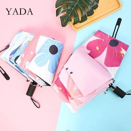 YADA INS Fashion Colorful Flower Pattern 3-Folding Umbrella Fold Women UV Rainproof Umbrella Parasol Rain Sun Umbrellas YD200206