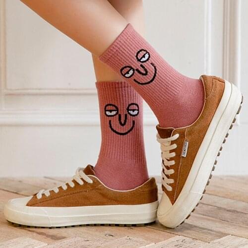 Harajuku Colorful Funny Socks Men 100 Cotton 1 Pair Kawaii Size 35-42 Unisex Surprise Mid Men Socks