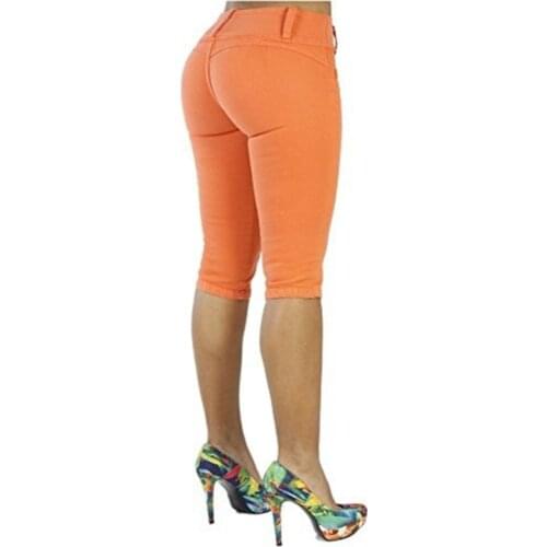 2021 Summer Women Shorts Elastic Tight Hip-lifting Sports Shorts for Fitness Womens Large Size Vetement Femme Button Trousers