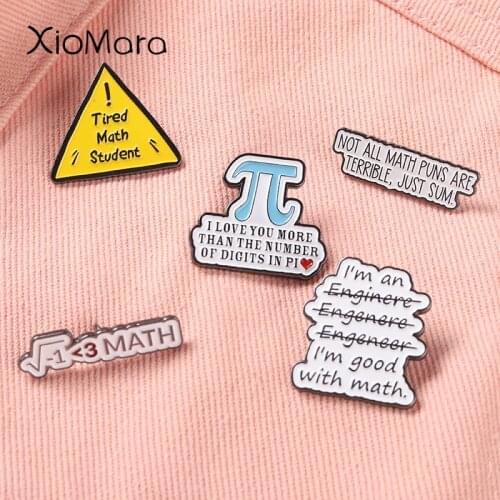 Math Enamel Pin Funny Mathematics Meme Cartoon Brooches Pi Day Badges Teacher Student Backpack to School Graduation Gift