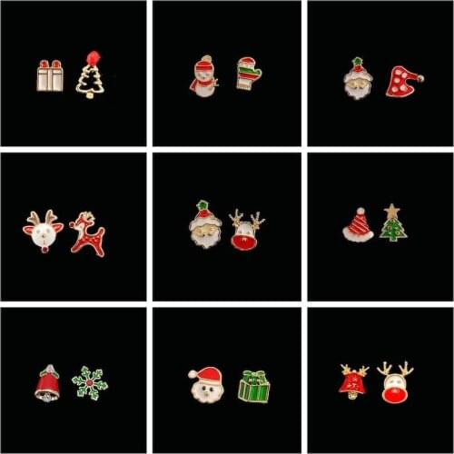 1 Pair Cute Christmas Ornaments Stylish Christmas Elk Crystal Deer Stud Earrings Women Fashion Jewelry Gift Christmas Ornaments