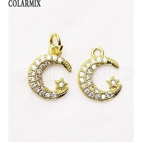 16 Pcs Zirconia Star Solar Crescent Charms jewelry Necklace pendant fashion jewelry women accessories Jewelry charms 8215
