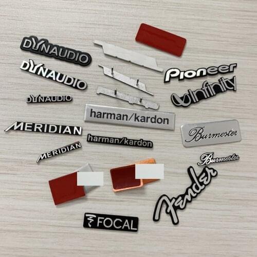 2pcs for harman/kardon Dynaudio Burmester Fender Hi-Fi Speaker audio Speaker Badge stereo Emblem sticker