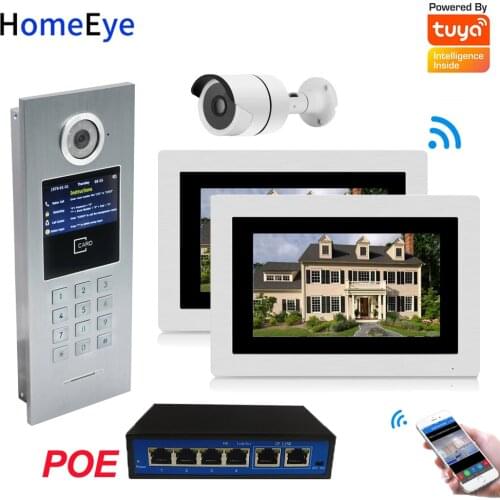 7inch WiFi IP Video Door Phone Video Door Bell Home Access Control System Password/RFID Card + POE Switch+IP Camera iOS Android