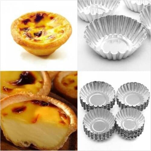 10 Packs Egg Tart Mold Aluminum Cupcake Cake Cookie Mold Muffin Tin Pan Baking Tool Baking Cups Pudding Mould Round Nonstick