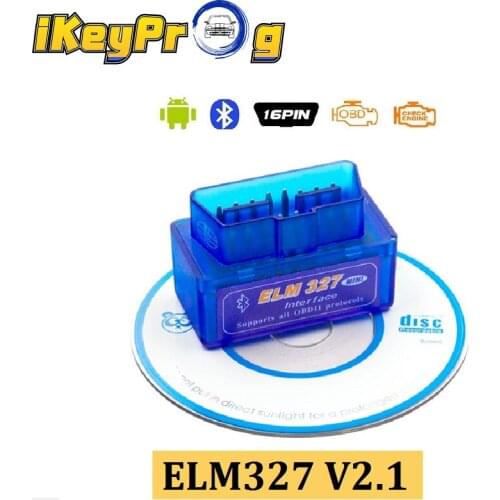 10Pcs MINI ELM327 Bluetooth Interface V2.1 OBD2 Auto Diagnostic-Tool ELM 327 Works ON Android BT Adapter Torque/PC V2.1