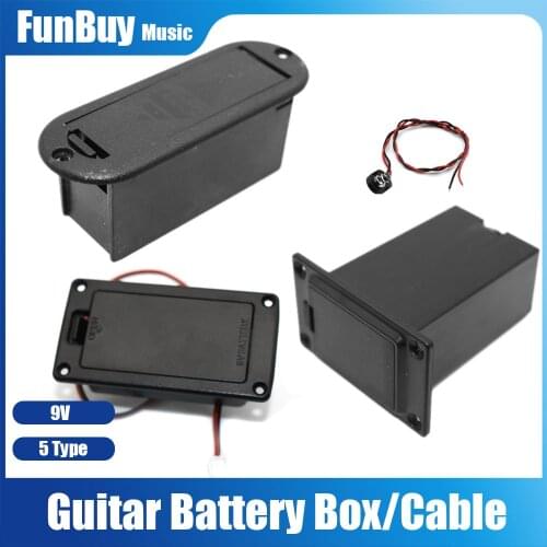 Guitar Bass 9V Volt Guitar Pickup Battery Box Cover Case Holder Plastic Battery Cover with Adapter Cable Guitarra Accessories
