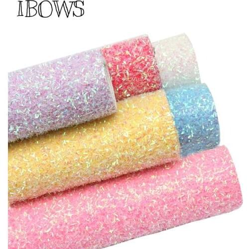 IBOWS 22*30cm Glitter Synthetic Leather Shiny Stripes Sequin Bow Fabric for Wedding Decoration DIY Bags Shoes Sewing Materials