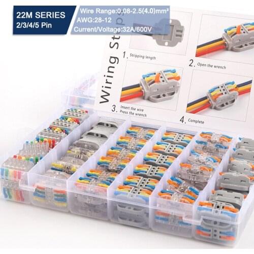 Boxed Quick Butt wire Connector push-in Cable Connectors 2/3/4/5 pin Universal compact Electrical Terminal Block M3 screw fixing