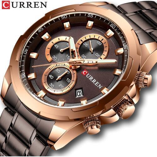 Relogio Masculino New CURREN Fashion Brand Mens Watches Full Steel Business Quartz Clock Military Sport Waterproof Watch Men