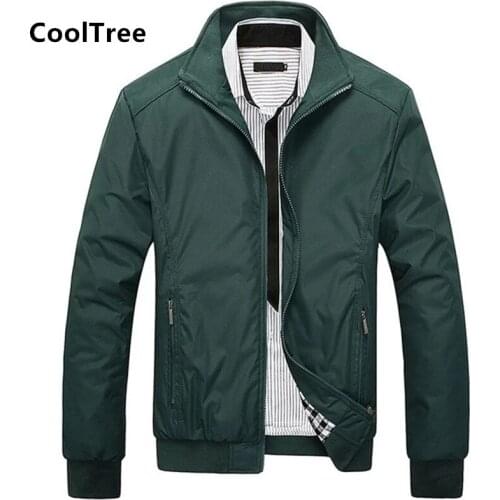 CoolTree Men Casual Jacket Spring Autumn Solid color Stand collar Business Coats Male Slim Fit Zipper Outerwear Plus Size 7XL