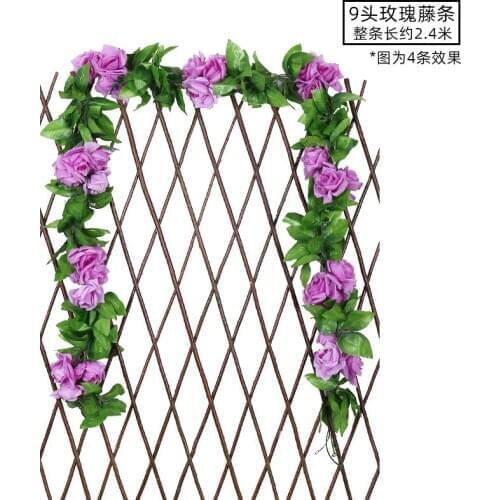 Artificial Rose Rattan Wall Hanging Silk Flower Wedding Decoration Cherry Blossom Rattan Artificial Flower Ceiling Plant