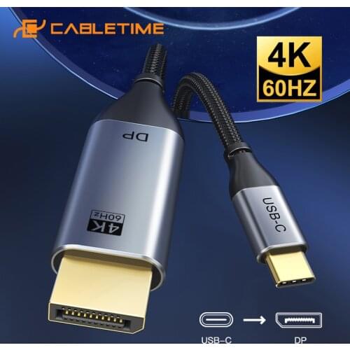 Cabletime USB C to DisplayPort 4K 60Hz Cable Thunderbolt 3 USB Type C 3.1 to DP Adapter USB to DP UHD External Video C262