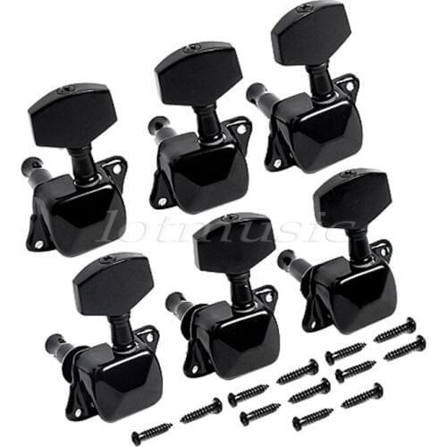 Guitar Tuning Pegs 6L Turners Machine Heads Inline Silver Chrome Black for Electric Acoustic Guitar Parts