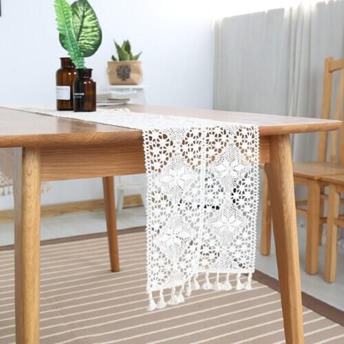Lace table runner european style Chirstmas party wedding Decor crafts Linen cotton Table RunnerTable Cover Coffee Bed Runners
