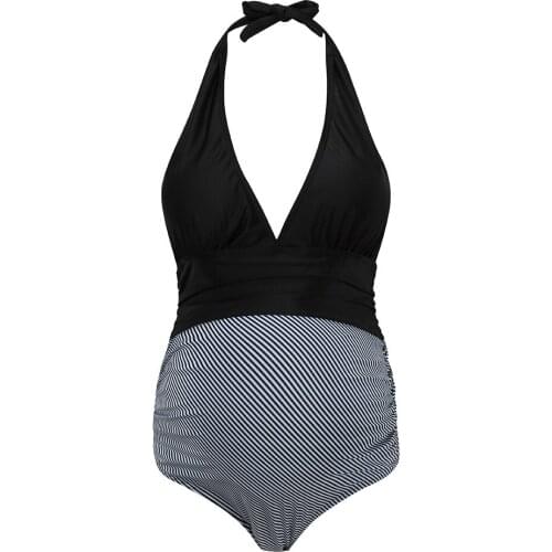 Maternity swimsuits for women striped one-piece swim cover up women patchwork bathing suit coverups