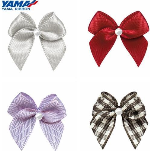 YAMA Wide 26mm±3mm High 25mm±3mm Ribbon Bow with Bead 200pcs/bag Satin Rhombus Gingham Ribbon For Kids Dress DIY Accessories