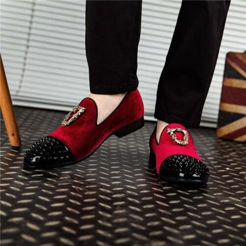 MEIJIANA Handmade Black Rhinestone Mens Suede Loafers Wedding Party Men Shoes Luxury Brand Noble Elegant Dress Shoes for Men