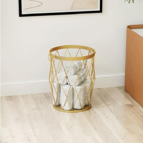 Metal Iron Nordic Style Dirty Clothes Storage Basket Organizer for Home Bedroom Living Room Laundry Room