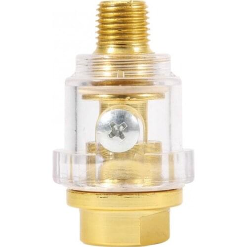 Professional 1/4in NPT Mini In-Line Oiler Lubricator Gold Color Copper Pneumatic Tool Accessory