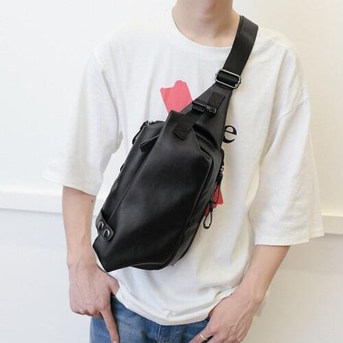 Men Shoulder Cycling Bag Leather Casual Black Man Crossbody Bag Sling Bags High Quality Waterproof Travel Chest Bags For Male