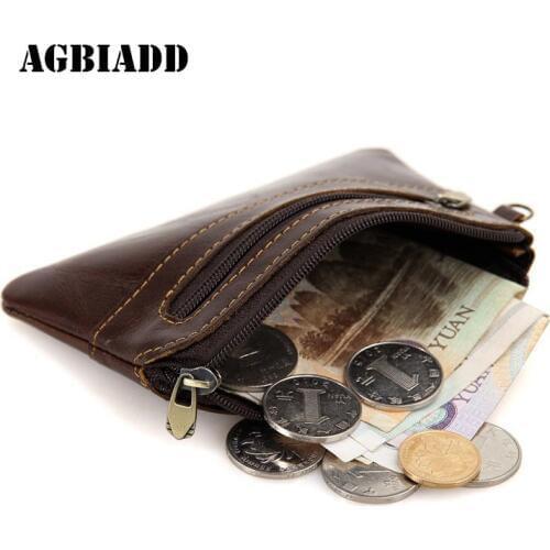 AGBIADD Coin Purse Men Wallet Leather Male Purse Bag Zipper Coin Wallet 316-50