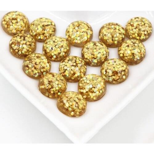 New Fashion 40pcs 12mm Yellow Color Flat Back Resin Cabochons Cameo G5-21