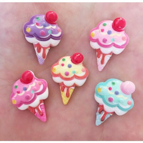 New 20PCS Resin Hand-painted Ice Cream Flatback Stone Scrapbook Wedding Crafts W02*2