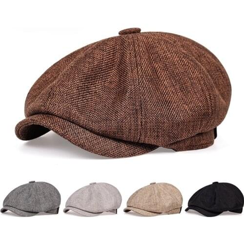 New mens casual newsboy hat spring and autumn retro beret hat wild casual hats unisex wild octagonal cap