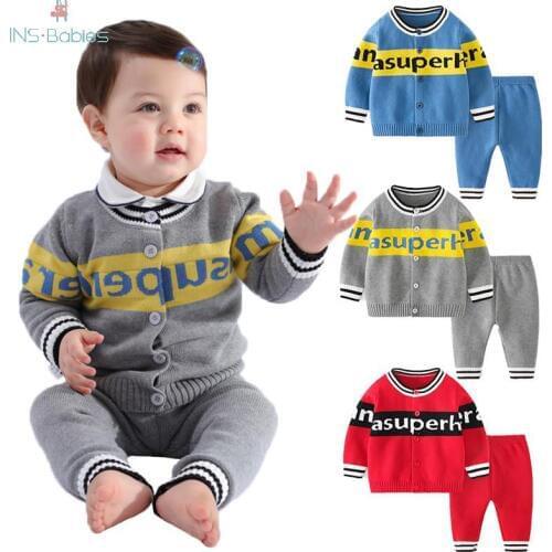Newborn Baby Boy Clothes autumn sports knitted sets for boy winter warm long sleeve clothing Baby Valentine Clothes outwear 2020