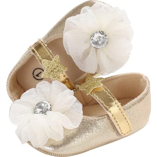 Baby Girl Princess Dress Shoes Non-Slip Soft Sole Flats Big Bow/Flower