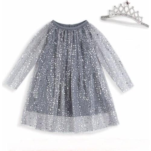 Baby Birthday Dress With Sleeves Princess Costume Girls Tunic Dress Kids Clothing Robe Fille Shiny Children Dresses For Party