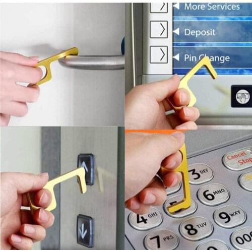 Portable Door Handles Contactless Safety Door Opener Safety Protection No Touch Brass Key Opener Kits Safety Door Opener